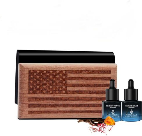معطر هواء السيارة للرجال - 90+ يومًا يدوم - معطر للسيارات الخشبية مع رائحة الفانيليا العنبر - تشمل عبوات زيت أساسية 2x 8 مل - 0.54 أوقية ، مصنوعة في الولايات المتحدة الأمريكية in Kuwait