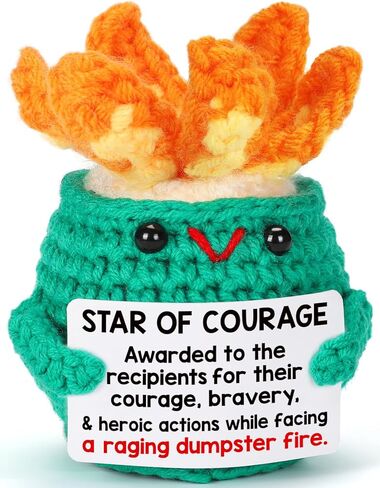Emotional Supporting Dumpster Fire - Positive Crochet Plush Funny Desk Accessory for Men & Women, Cool Office Decor and Supplies, for Coworkers, Boss, It’s Fine I'm Everything's fine in Kuwait