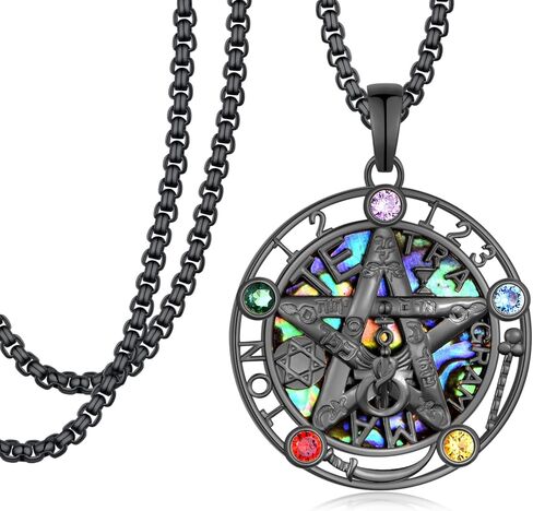 قلادة Tetragrammaton 925 Sterlling Silver Pentagram Netclace Deleletos de Protección y Buena Suerte for Men in Kuwait