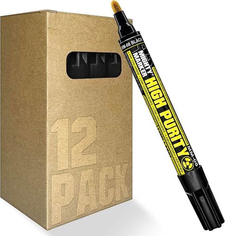 High Purity MM-08 Dual Tip Marker, 13ml Lab-Tested Paint, Dual Cone/Chisel Tip, Low Corrosive, Low Halogen & Chloride, Certificate & Lab Analysis Included, Made in USA - Black 12 Pack in Saudi Arabia