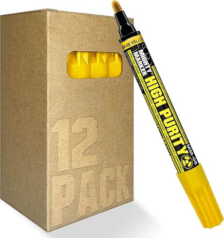 High Purity MM-08 Dual Tip Marker, 13ml Lab-Tested Paint, Dual Cone/Chisel Tip, Low Corrosive, Low Halogen & Chloride, Certificate & Lab Analysis Included, Made in USA - Black 12 Pack in Saudi Arabia