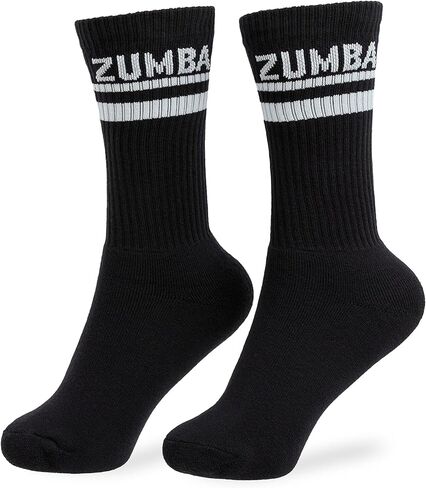 Zumba White Crew Socks Women-Core Plush Goots High Gocks للنساء ، والرياضية الطويلة الطويلة الملائمة للصالة الرياضية ، والرقص ، أو الجري أو اللياقة-تصميم للجنسين رطبة ، كل يوم راحة 1 زوج in Kuwait