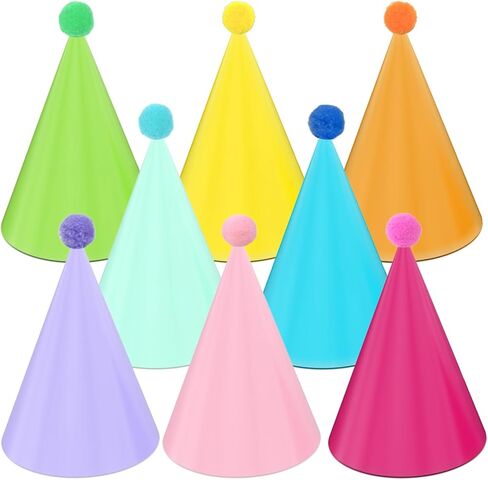 24 Pack Birthday Party Hats,8 Colors Cone Party Hat for Kids Adults Pets, Pastel Rainbow Paper Hats for Birthday, Baby Shower, Anniversary, Housewarming Party in Kuwait