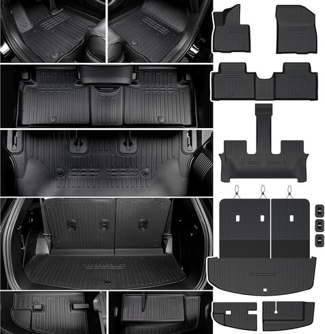 Cargo Mat with Backrest Mats for 2020-2024 2025 Hyundai Palisade 7/8 Seat Accessories, All-Weather Cargo Liner Trunk Mat for Palisade Calligraphy Car Mat Accessories in Kuwait