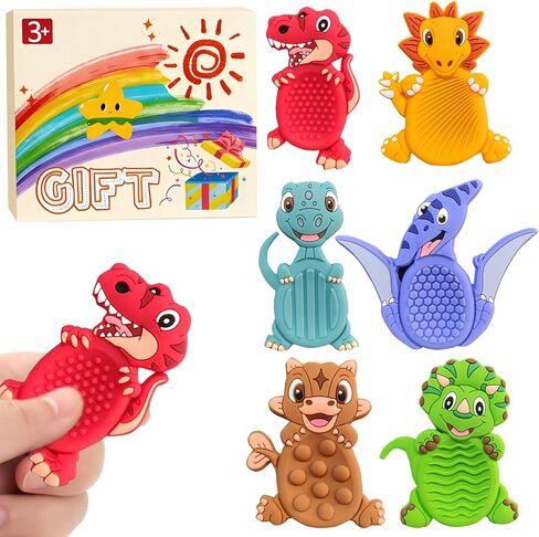 6pack Dinosaur Sensory Toys for Kids ، Soft Dino محكم لأطفال التوحد التهدئة ، وألعاب التوتر للطلاب في الفصل الدراسي يجب أن يثني على القلق أساسيات السفر in Kuwait