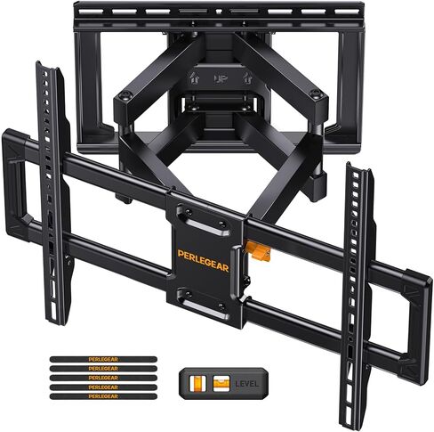 Perlegear Full Motion TV Wall Mount for 32-65 Inch TVs up to 99 lbs, Adjustable Pre-Assembled TV Wall Mount, Tool-Free Tilt, Swivel & Extension, Fits 12"/16" Wood Studs, Max VESA 400x400mm, PGMF21 in Saudi Arabia
