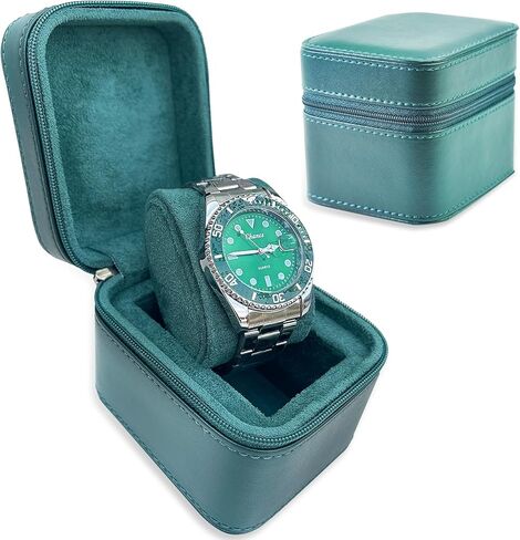 Premium PU Leather Triple Watch Travel Case - Compact Storage with Microsuede Lining, Fits 3 Watches & Smartwatches, Ideal Gift for Men, Organe & Grey in Kuwait