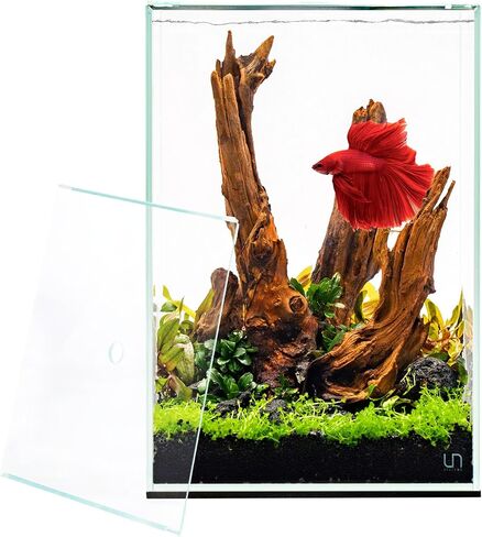 أنظمة الطبيعة Ultum Prism Rimless Aquarium - زجاج منخفض الحديد ، مكعب مع غطاء مغرور ، خزان أسماك طويل القامة ، خزان نانو رأسي متعدد الأغراض للمنزل والمكاتب - PRISM ، 25TM in Kuwait