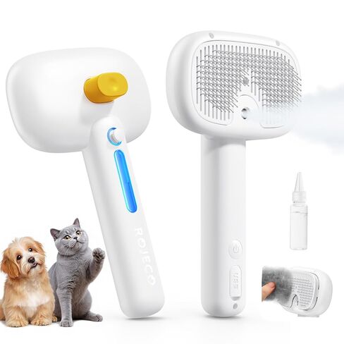 ROJECO 3-in-1 Pet Steam Brush,Spray Hair Removal Detangling Comb in Saudi Arabia