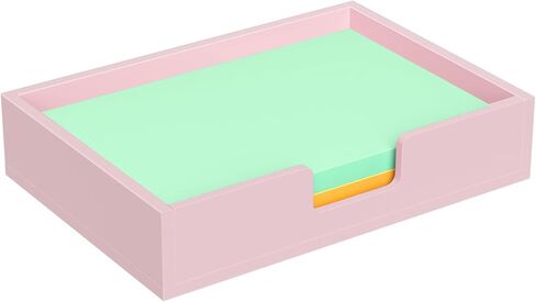 Acrylic Notepad Dispenser Organizer - 3 x 3 in Clear and Glitter Pink Sticky Note Holder W/O Pads Memo Holder for Dorm Room School Classroom Office Desk Organizer Aesthetic Supplies in Kuwait