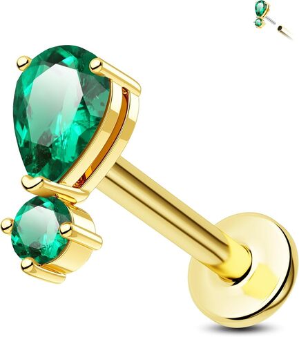 اليهودي 14K الذهب الصلبة الذهب عديمة الخيط الأقراط في الجزء العلوي في دفع tragus stud stud 16g غضروف الغضروف ثقب 8 ملم هولكس مثقوب المجوهر in Kuwait