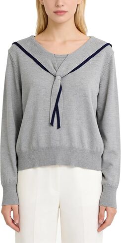 LAI MENG FIVE CATS Women's Sailor Collar Long Sleeve V-Neck Stripe Button Knit Top Shirt Blouse Sweater in Saudi Arabia