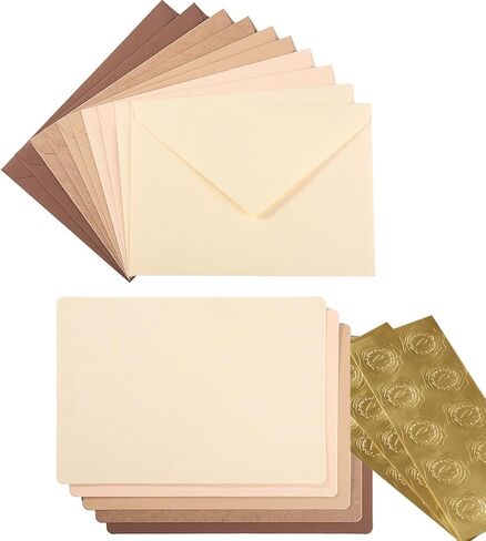 Wishop 25 Pieces A7 Colored Envelopes with Cards and Stickers Set 5 Colors for Weddings, Invitations, Birthday, Baby Shower, 5x7 inches (Blue 5Colors) in Saudi Arabia