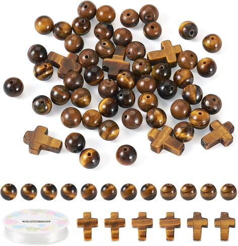 Beadthoven 30pcs Gemstone Cross Beads Small Stone Cross Spacer Beads Healing Crystal Jesus Crucifix Beads Natural Synthetic Gemstone Beads for Jewelry Making Necklace Bracelet Easter Beads Supplies in Kuwait