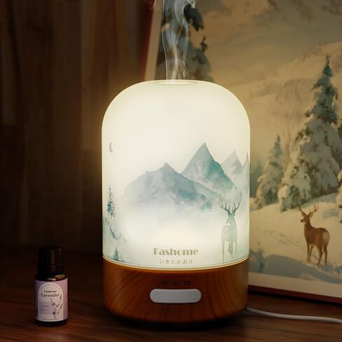 Essential Oil Diffuser Handmade Glass, Quiet 6-in-1 High-End Humidifier, Home Aromatherapy Fragrant Aroma Diffuser with Multiple LED Light Modes Timer and Auto-Off Safety Switch, Gift Choice in Kuwait