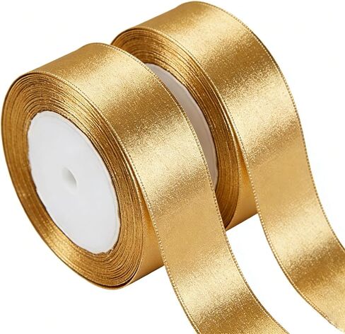 2 Pack Christmas Ribbon, 0.8 Inch Polyester Satin Fabric Ribbon for Gift Wrapping, Bow Making, Hair, Christmas Tree Decoration (75.5 Feet) (Red+Green) in Saudi Arabia