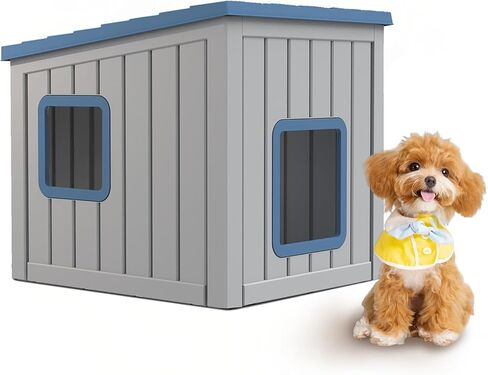 DRATO Dog House Indoor and Outdoor with Weatherproof Roof Removable Floors for Small to Middle Sized Dogs Easy to Assemble (Gray, 24.65 * 21.5 * 22.21) in Kuwait