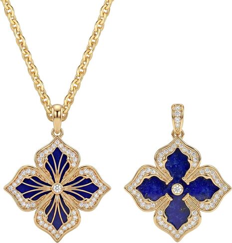 MEVECCO Gold Four Leaf Clover Necklace for Women 14K Gold Plated Clover Pendant Necklace Double Side With Diamond Vintage Filigree Flower Necklace Gift in Saudi Arabia