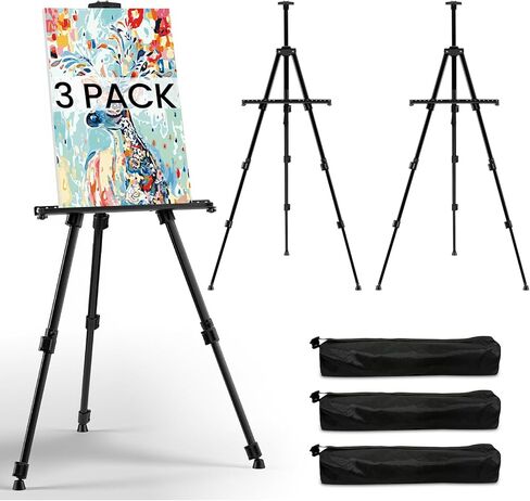 Art Easel for Painting and Display – Adjustable Floor 66 Inch Folding Aluminum Easel Stand for Sign - Table Top Canvas Stand - Portable Drawing Paint Heavy Duty for Artists Adults Holder or Teen in Saudi Arabia