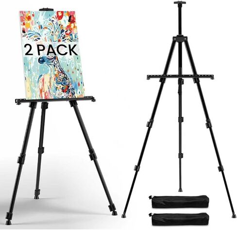 Art Easel for Painting and Display – Adjustable Floor 66 Inch Folding Aluminum Easel Stand for Sign - Table Top Canvas Stand - Portable Drawing Paint Heavy Duty for Artists Adults Holder or Teen in Saudi Arabia