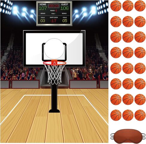 Faccito Pin The Football Game Football Party Games Birthday Activities Pin The Football on The Post Game with 24 Football Stickers Blindfold for Football Theme Party Favors Decorations Craft Supplies in Kuwait