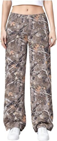GORGLITTER Women's Camo Track Pants High Waisted Drawstring Baggy Wide Leg Sweatpants in Kuwait