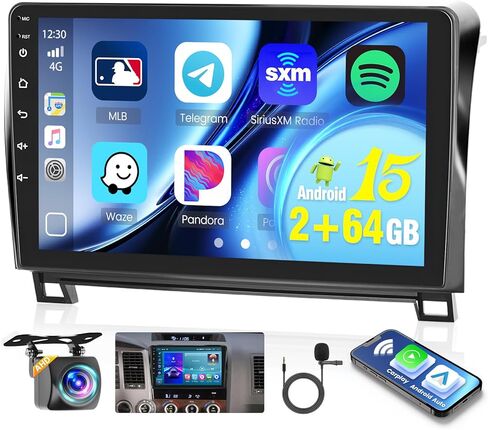 8 Cores 4+64G Android 13 Stereo for 2007-2013 Toyota Tundra, 2008-2017 Toyota Sequoia, 10.1 Inch Touchsceen with Wireless CarPlay Android Auto GPS Navi WiFi DSP Bluetooth FM RDS in Kuwait