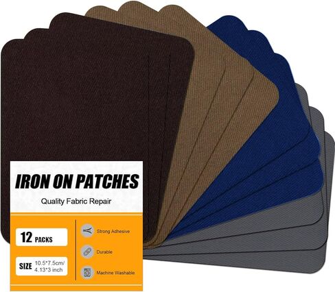 MOONSJONES Iron on Patches for Clothes Fabric Repair, 20 PCS Multi-Colored Reparing Decorating Kit for Ripped Inside & Outside Pants, Jeans, Jacket, Tents, Hat, Canvas(9.5 cm x 12.5 cm) in Saudi Arabia