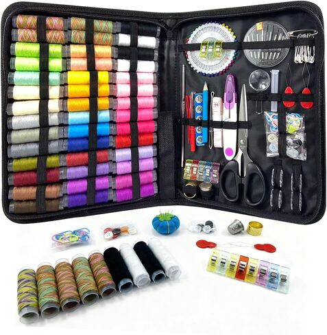 HYHJMISTY Sewing Kit for Adults, 50 Color Sewing Thread Kit, 295PCS Sewing Accessories with Ergonomic Scissors, Portable Professional Mending Essentials for Travel, Home, Beginners in Saudi Arabia