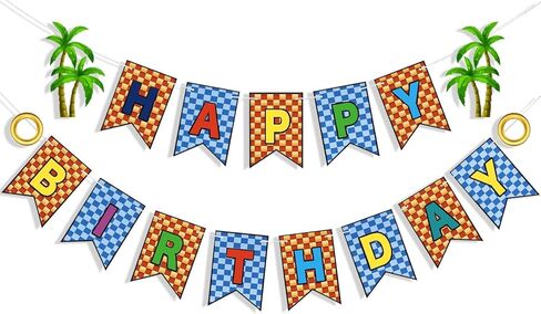 Happy Birthday Banner Decorations, Hedgehog Themed Background, Perfect and Colorful Banner for Baby and Kids Birthday Party Supplies in Saudi Arabia
