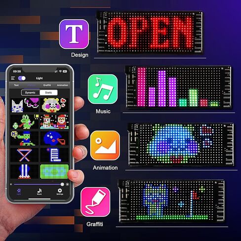 4.7 "x10.6" لوحة مصفوفة LED مرنة قابلة للبرمجة ، تحكم في تطبيق Bluetooth نمط نص مخصص للرسوم المتحركة عرض LED للسيارة الزجاج الأمامي in Kuwait