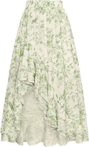 Scarlet Darkness Women's Renaissance Skirt Floral Print High Weist Chulled Boho Maxi Virts in Saudi Arabia