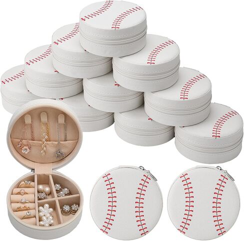 12 Pcs Team Gift Bulk Jewelry Box Travel Jewelry Case Organizer for Team Lover Player Fan Club Party Supplies Gift(Softball) in Saudi Arabia