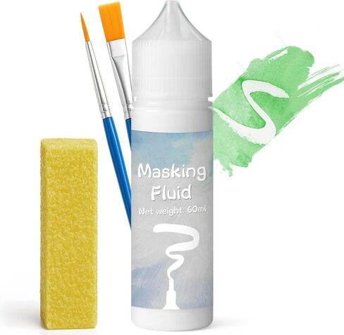 White Masking Fluid for Watercolor Painting 60ml, Resistant Ink and Pouring Paint, Watercolor Masking Fluid Keeps Areas Colorless and Edges Sharp in Kuwait