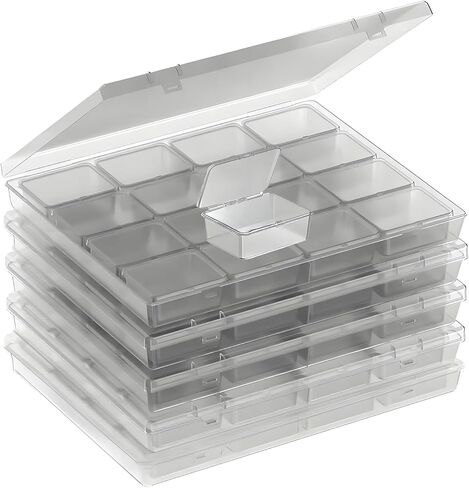 Bead Storage Container Set, 32 Clear Plastic Bead Organizer Boxes with Hinged Lid - Craft Storage Containers for Small Parts, Jewelry Charms, and Diamond Painting Art (Clear 2 Pack) in Saudi Arabia