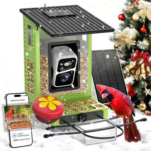 Rayki Solar Bird Leader مع كاميرا لمراقبة الطيور ، 2K HD مع التعرف على الذكاء الاصطناعي وتنبيهات التطبيق في الوقت الحقيقي ، Smart Birdfeeder House في الهواء الطلق ، IP65 مقاومة للماء ، هدايا مثالية لمحبي الطيور ، الأزرق in Kuwait