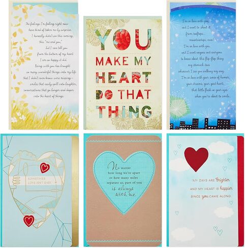 Hallmark Love Card Assortment, New Relationship/Miss You/Time Apart/Just Because (6 Cards with Envelopes) in Saudi Arabia