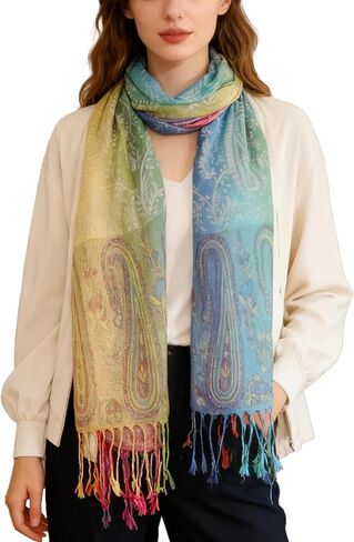 شالات ولف - Womens Purple Sclves Pashmina Rave وشاح شالات مع هامش في فصل الشتاء حافظ على دافئة (نمط 3 أرجواني) in Kuwait