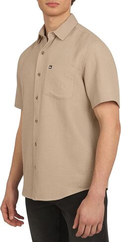 Quiksilver Men's Premium Cotton Short Sleeve Button Up Waffle Woven Shirt in Saudi Arabia