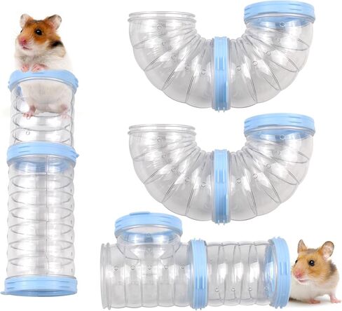 8 PCS Hamster Tube Set, Hamster Toy Set DIY Clear Pet Cage Tunnel Small Animal External Accessories Adventure Tube Syrian Rat Mouse (White) in Saudi Arabia