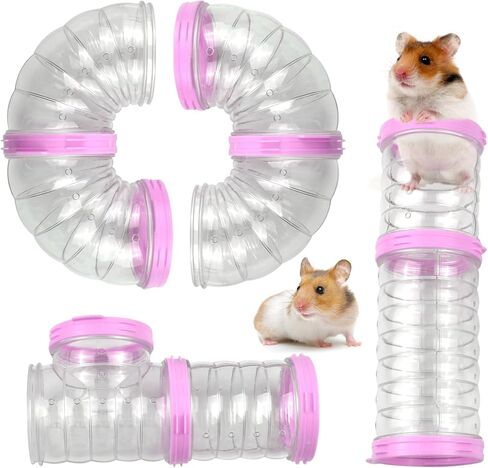 8 PCS Hamster Tube Set, Hamster Toy Set DIY Clear Pet Cage Tunnel Small Animal External Accessories Adventure Tube Syrian Rat Mouse (White) in Saudi Arabia