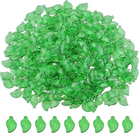 Leaf Beads 450PCS Green Beads for Jewelry Making Acrylic Green Leaf Charms Plant Bead for beaded plant Earrings Necklaces Bracelets DIY Crafts in Saudi Arabia