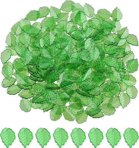 Leaf Beads 450PCS Green Beads for Jewelry Making Acrylic Green Leaf Charms Plant Bead for beaded plant Earrings Necklaces Bracelets DIY Crafts in Saudi Arabia