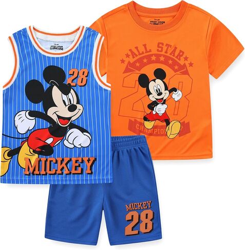 Disney Mickey Mouse Boys Short Sleeve T-Shirt, Tank Top and Shorts 3 Piece Set for Toddlers and Big Kids in Saudi Arabia