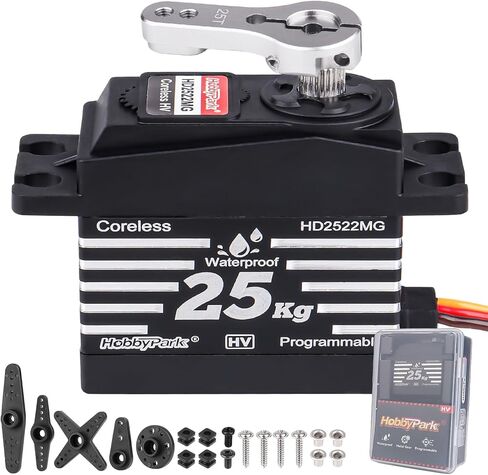 HobbyPark Waterproof Standard 25KG 55g Servo Metal Gear Digital Servo for RC Cars Crawlers Trucks Buggy Airplanes Boats Robotics Project Arduino, Control Angle 180° HV Programmable (Core Motor) in Saudi Arabia
