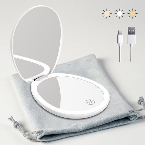 FUNTOUCH Travel Magnifying Mirror Set,10X/20X Small Magnifying Mirrors with Suction Cup,4.1 Inches Compact Magnified Mirror for Detail Makeup(White),2PCS in Kuwait