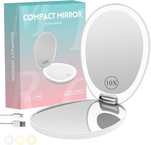 FUNTOUCH Travel Magnifying Mirror Set,10X/20X Small Magnifying Mirrors with Suction Cup,4.1 Inches Compact Magnified Mirror for Detail Makeup(White),2PCS in Saudi Arabia