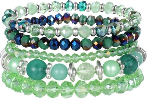 5pcs أساور للنساء للنساء ، سوار بذبيات الكريستال الزجاجية البوهيمية ، أساور بوهو ديسكو قابلة للتكديس ، هدية مجوهرات أرجوانية متعددة الطبقات للنساء ، عيد الأم in Kuwait