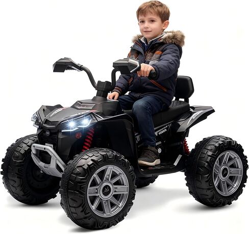 Kids ATV 4 Wheeler Ride on Eletric Motorcycle ، سيارة ألعاب كهروضوئية مدتها 24 فولت ، مع سرعة عالية ومنخفضة ، موسيقى LED ، ركوب السيارة مقابل 3-8 أطفال ، أزرق ، in Kuwait