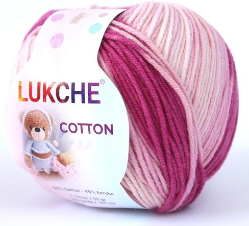 Cotton Jeans Yarn, 55% Cotton 45% Acrylic, Amigurumi Yarn, Soft Cotton Yarn for Crochet and Knitting, 1.76 Oz (50 Gr) / 180 Yards (165 Mt), (Claret Red) 1 in Kuwait